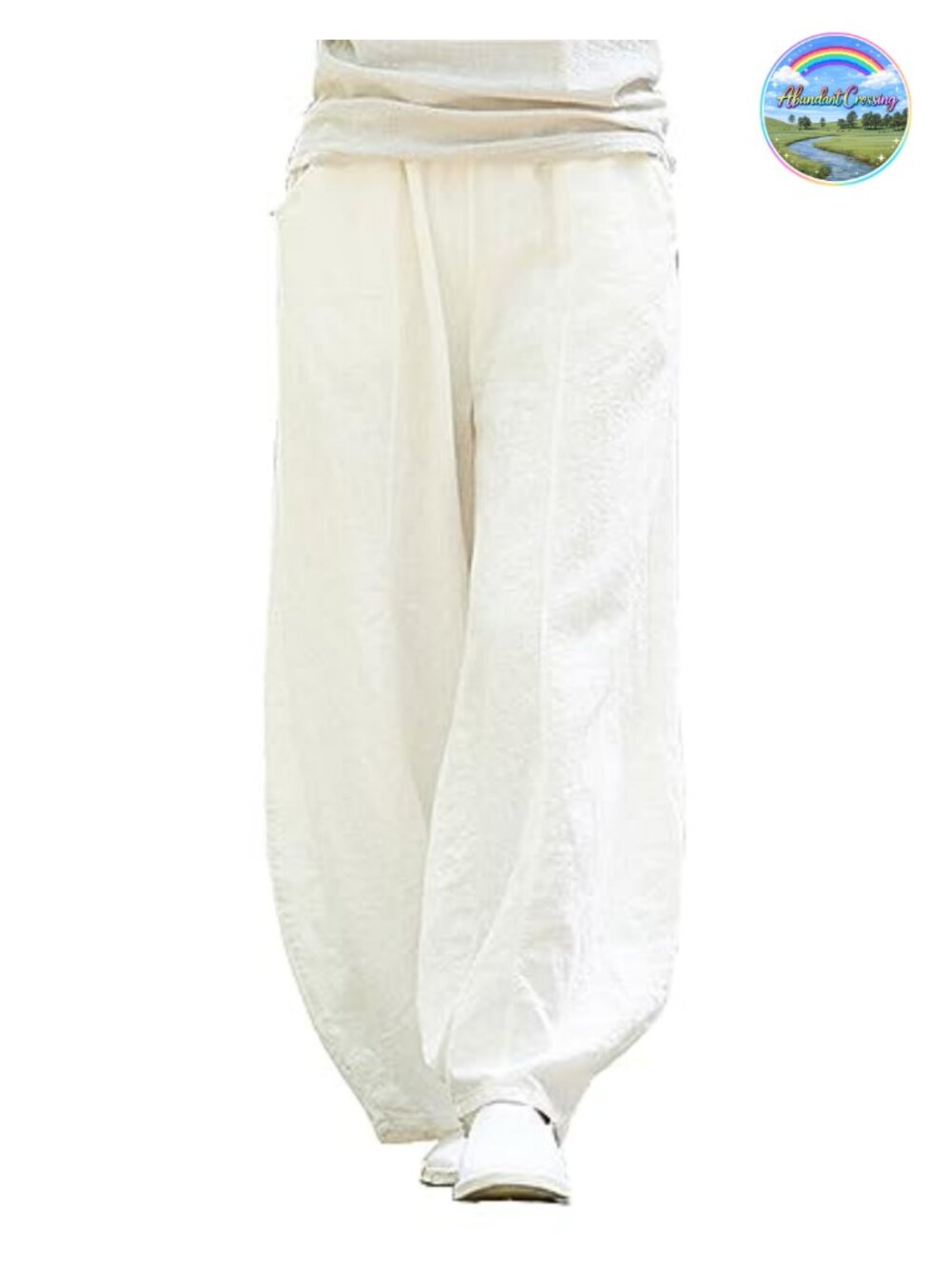 Women's Casual Wide Leg Linen Pants Elastic Waist